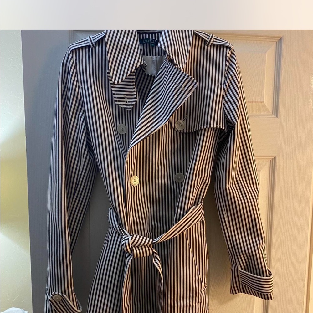 Ralph Lauren Striped Double-Breasted Trench Coat